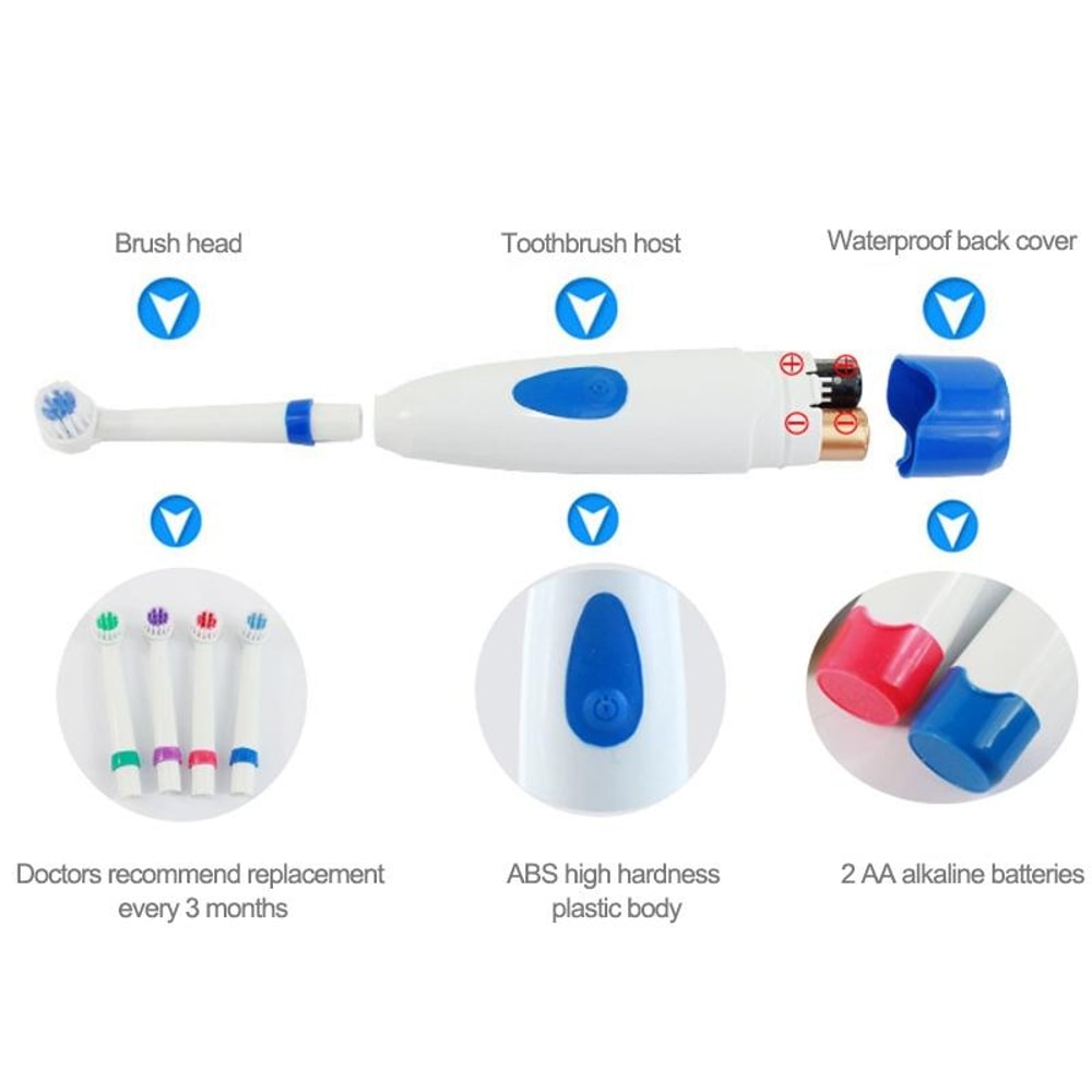 Rotary Electric Toothbrush Set with Waterproof Design & Replacement Brush Heads