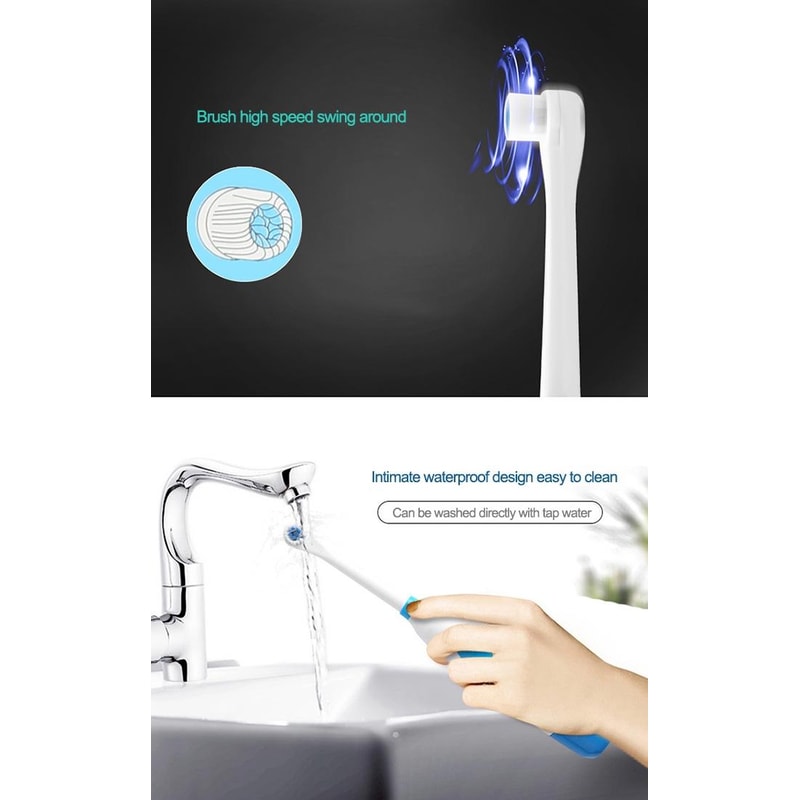 Rotary Electric Toothbrush Set with Waterproof Design & Replacement Brush Heads