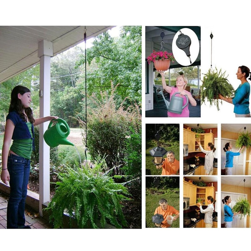 Adjustable Heavy Duty Plant Pulley Hanger System for Hanging Planters and Indoor Outdoor Hooks