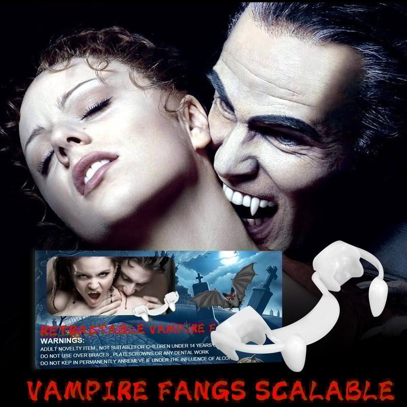 Retractable Vampire Teeth Set Halloween Fake Fangs Costume Accessories 4pcs