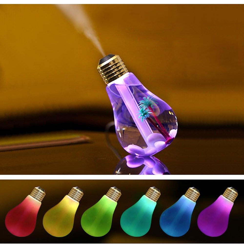 Bulb Shape Aromatherapy Humidifier Essential Oil Diffuser Portable Air Humidifier LED For Home Offi 0