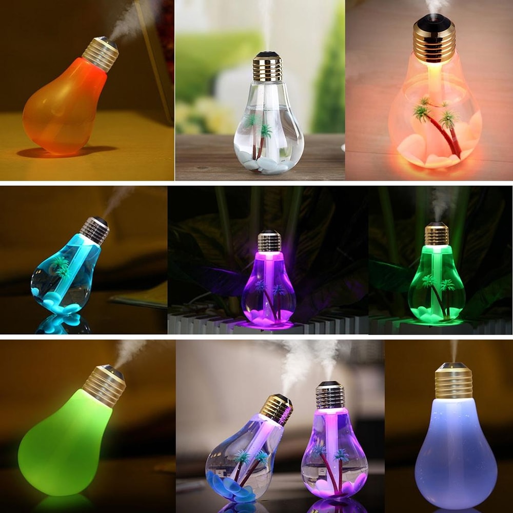 Bulb Shape Aromatherapy Humidifier Essential Oil Diffuser Portable Air Humidifier LED For Home Offi 7