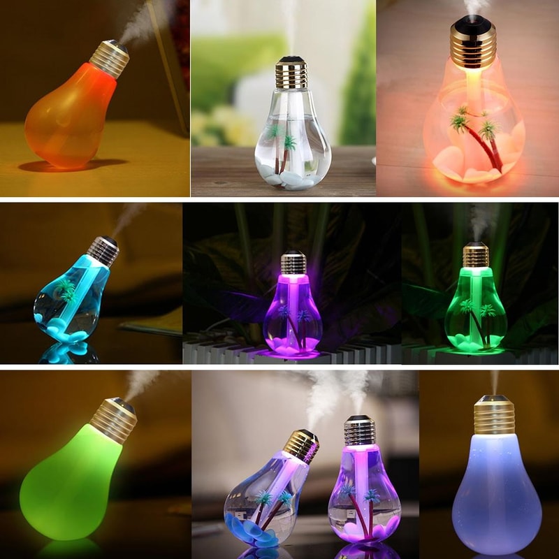 Bulb Shape Aromatherapy Humidifier Essential Oil Diffuser Portable Air Humidifier LED For Home Offi 7