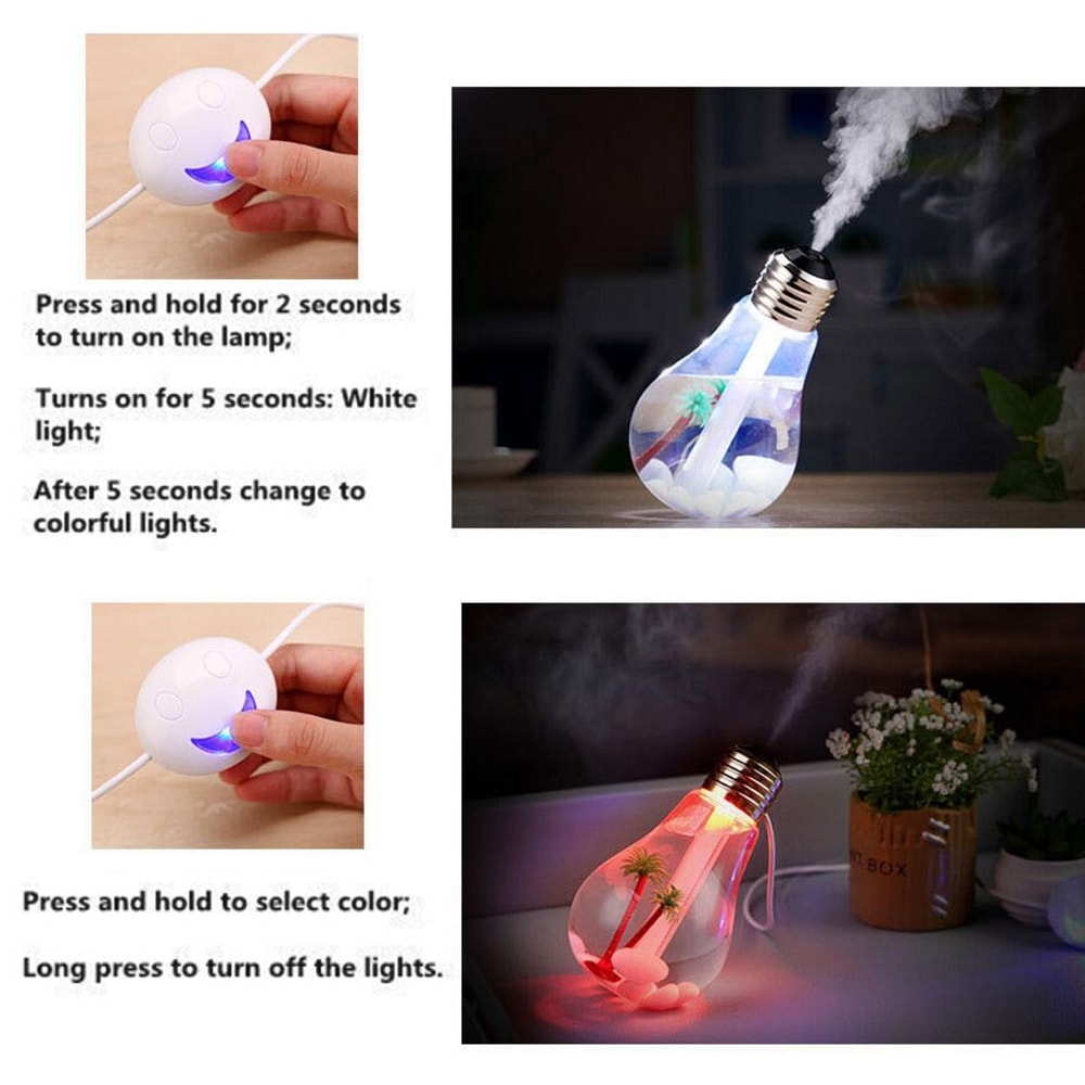 Bulb Shape Aromatherapy Humidifier Essential Oil Diffuser Portable Air Humidifier LED For Home Offi 15