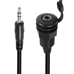 3.5mm panel mount audio cable with threaded jack waterproof audio extension cable for car marine stereo