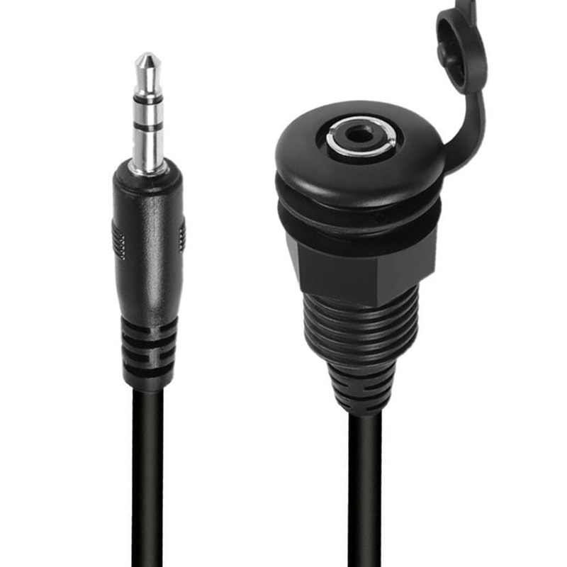 35mm Panel Mount Audio Cable With Threaded Jack Waterproof Audio Extension Cable For Car Marine Ste 0