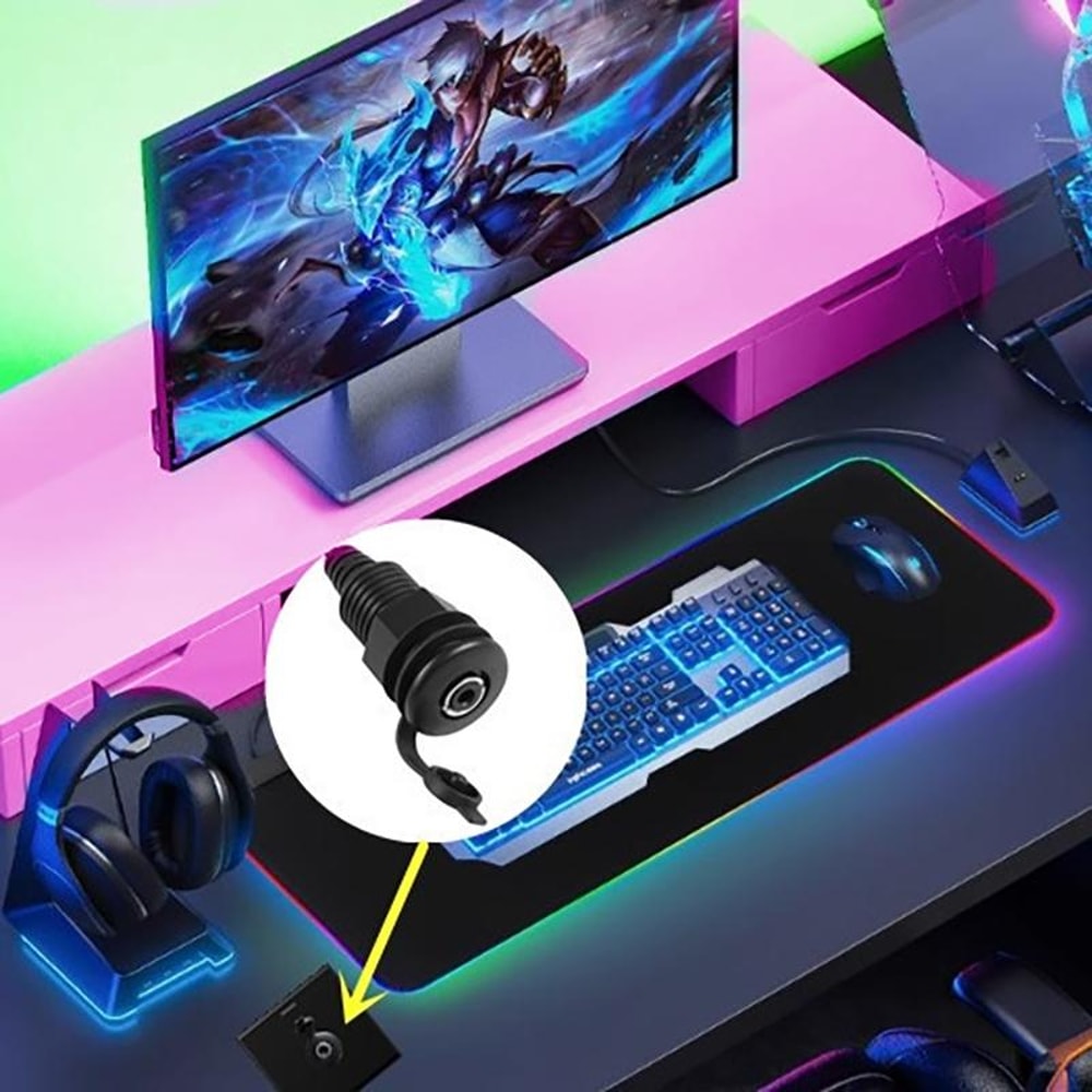 35mm Panel Mount Audio Cable With Threaded Jack Waterproof Audio Extension Cable For Car Marine Ste 7