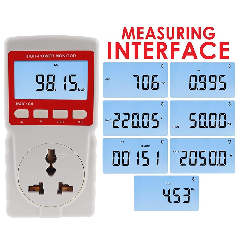 BENETECH Energy Meter Plug Power Consumption Monitor US Plug