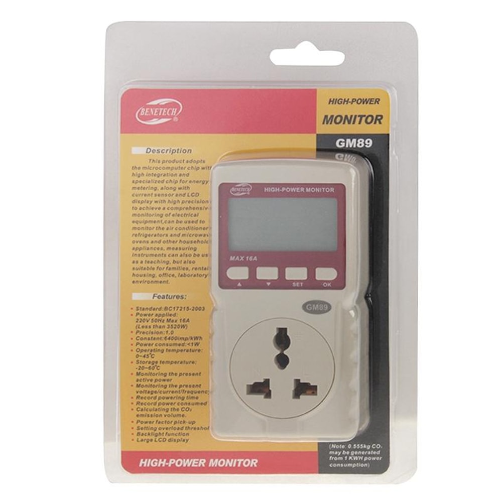 BENETECH Energy Meter Plug Power Consumption Monitor US Plug