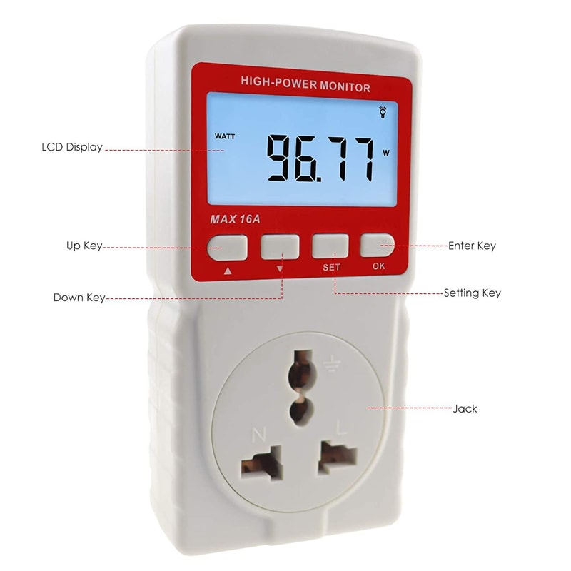 BENETECH Energy Meter Plug Power Consumption Monitor US Plug