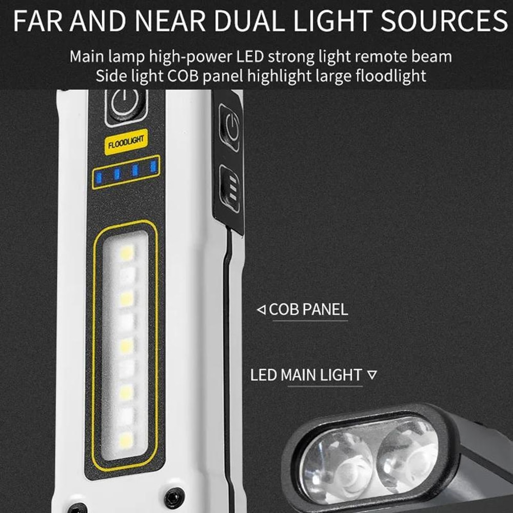 LED Work Light With Power Display Magnetic COB Flashlight For Emergency Repair Outdoor Use 8