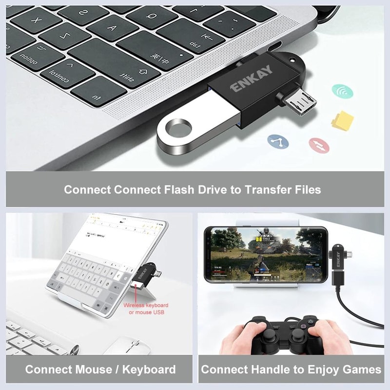 2 In 1 USB C Micro USB OTG Adapter USB High Speed Data Transfer Dongle 2