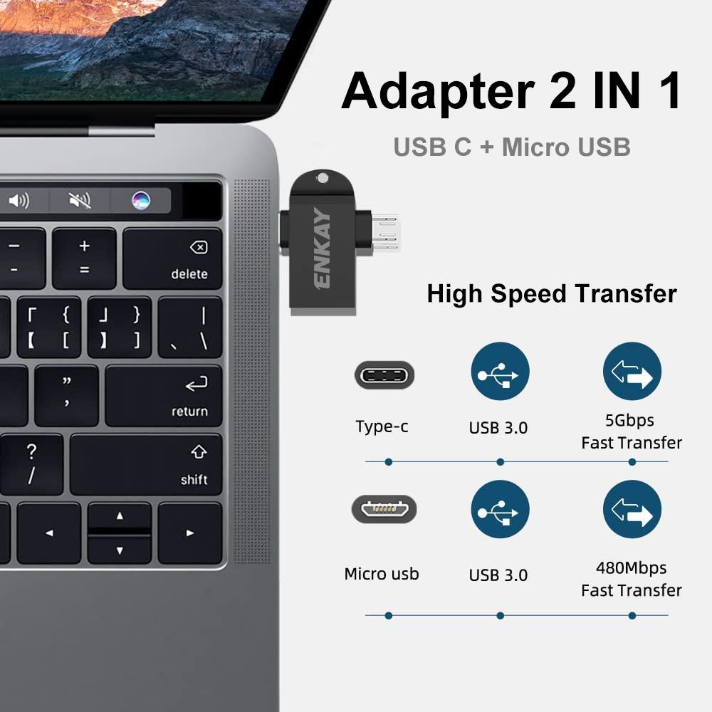 2 In 1 USB C Micro USB OTG Adapter USB High Speed Data Transfer Dongle 4