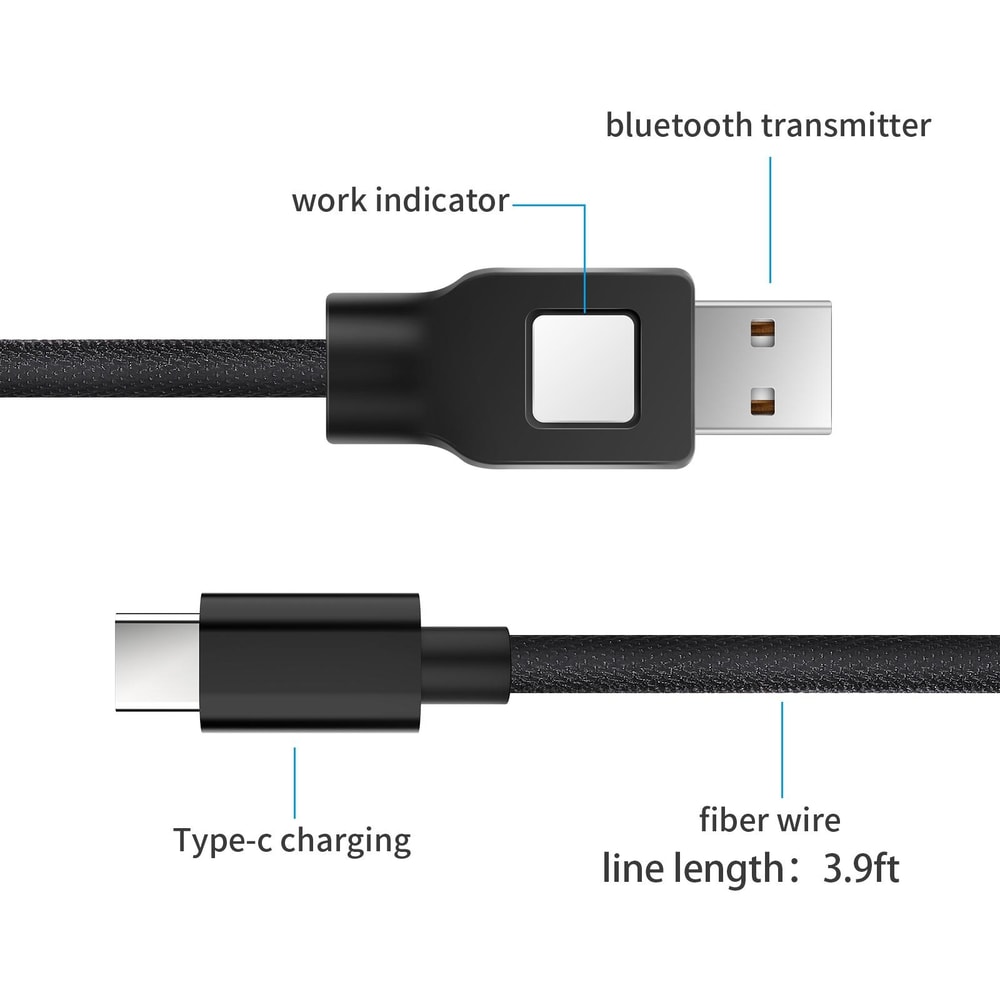Bluetooth Transmitter USB C Cable 1.2m Fast Charging Data Sync Adapter
