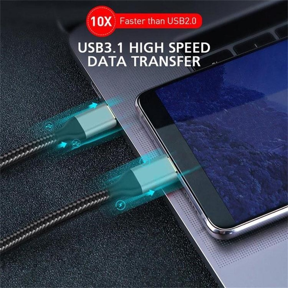 Premium USB C To USB C Cable USB 31 Fast Charging Durable Braided Type C Cord 4