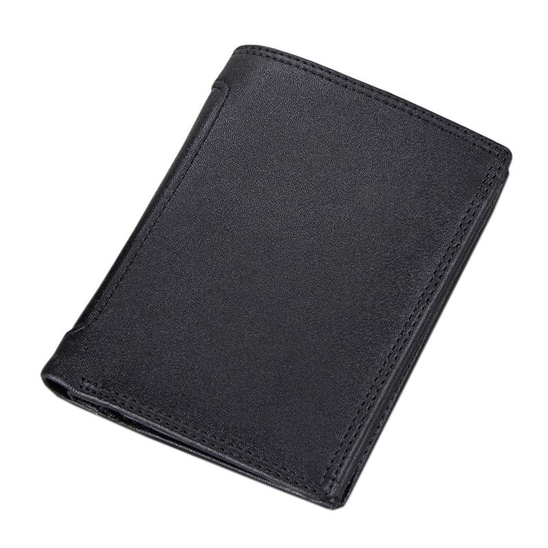 RFID Blocking Cowhide Leather Card Holder Wallet Slim Mens 3 Fold Design 1