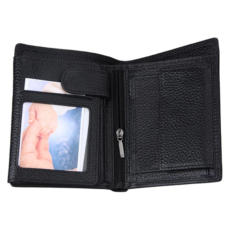 RFID Blocking Cowhide Leather Card Holder Wallet Slim Mens 3 Fold Design 3