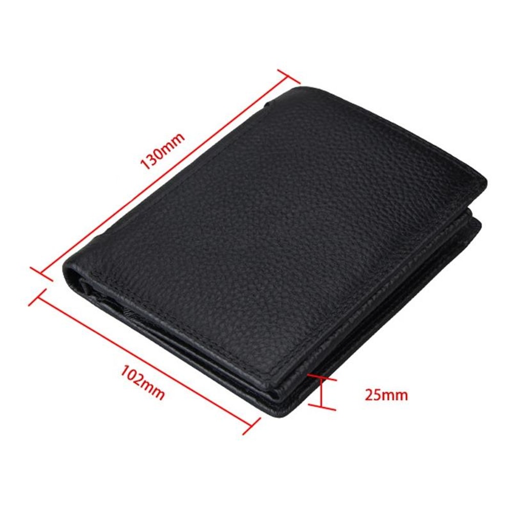 RFID Blocking Cowhide Leather Card Holder Wallet Slim Mens 3 Fold Design 6