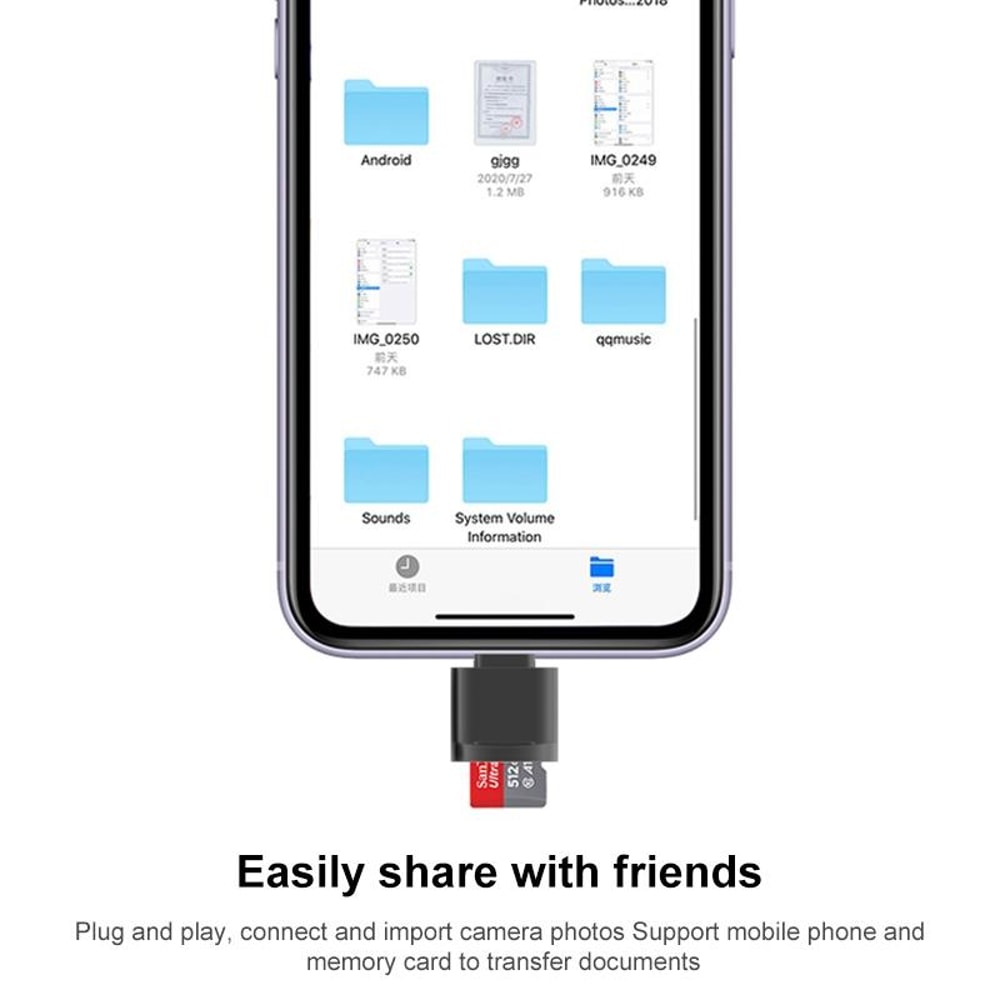 8 Pin Lightning To TF Card Reader Adapter Portable Mini Memory Card Reader 3