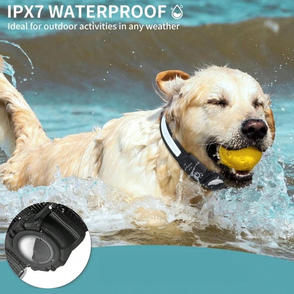 LED AirTag Dog Collar Waterproof GPS Tracker Collar With Quick Release 2