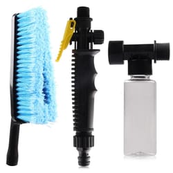 car wash brush with foam spray bottle, long handle soft bristle car cleaning kit