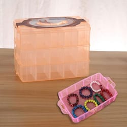 three layer jewelry organizer box craft storage container