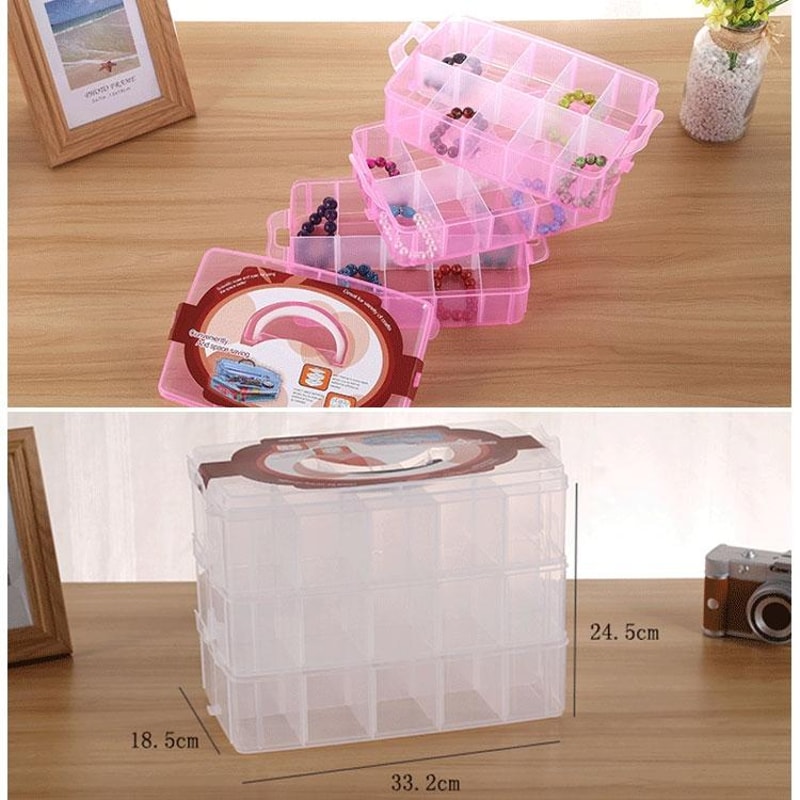 Three Layer Jewelry Organizer Box Craft Storage Container
