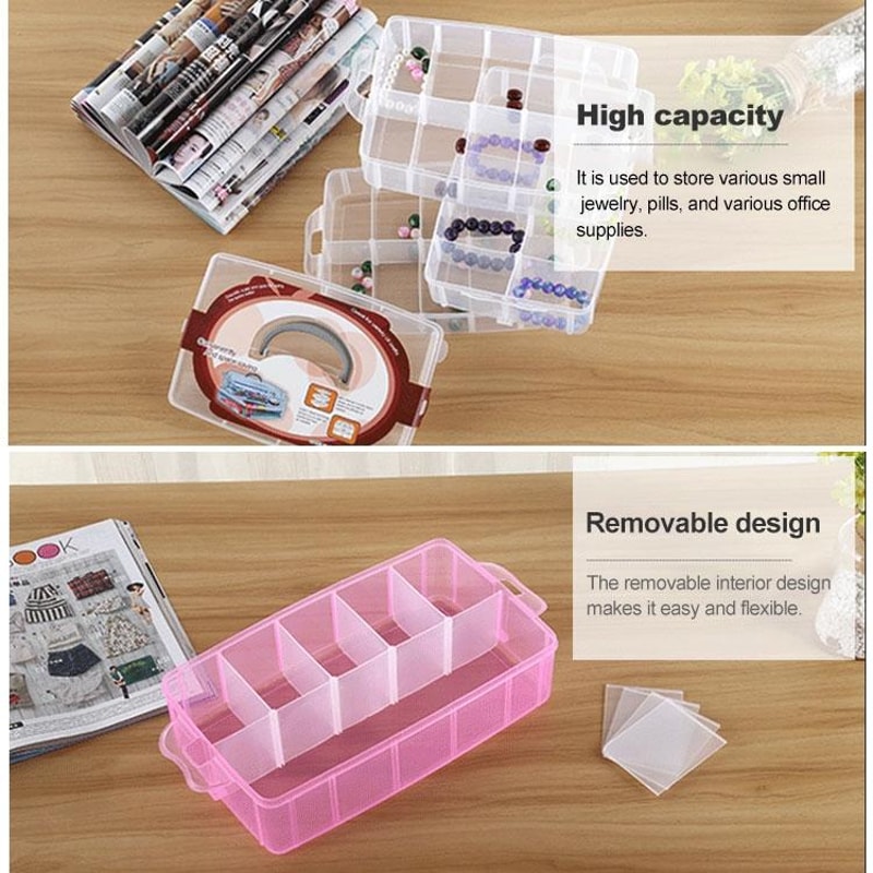 Three Layer Jewelry Organizer Box Craft Storage Container