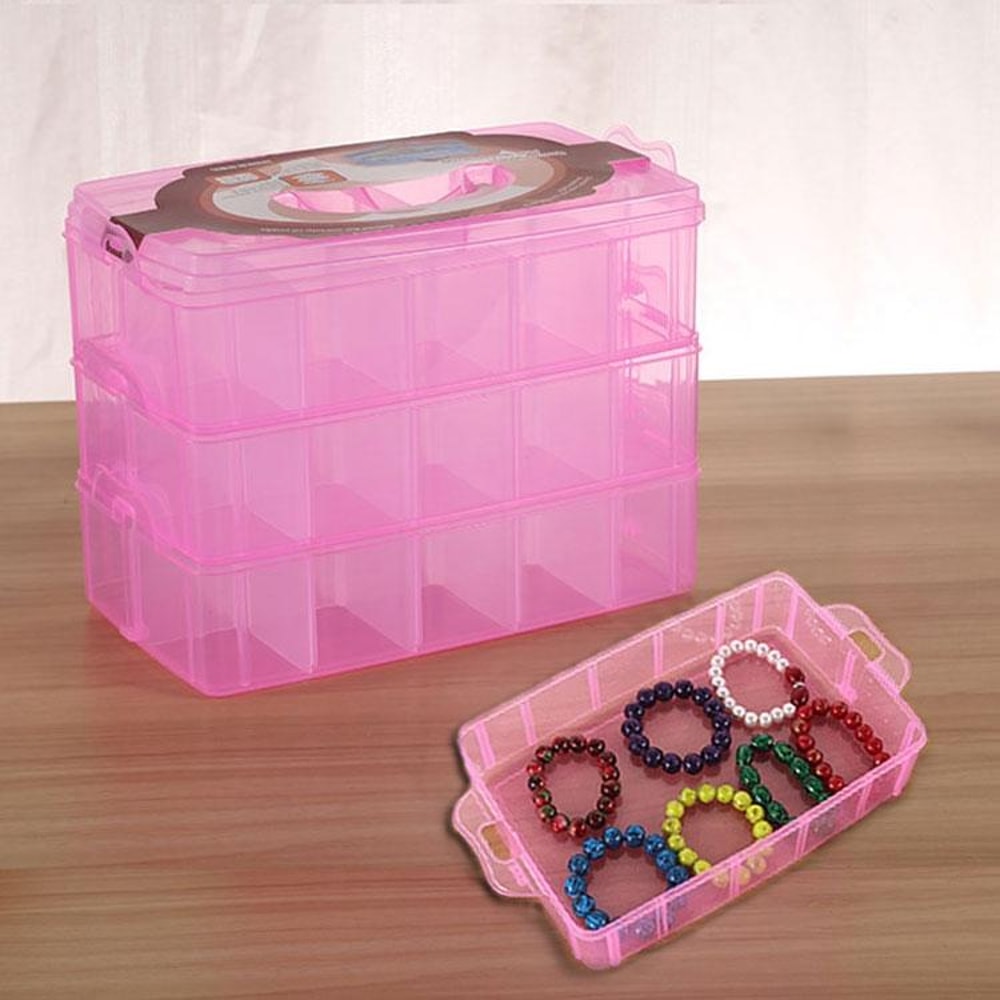 Three Layer Jewelry Organizer Box Craft Storage Container