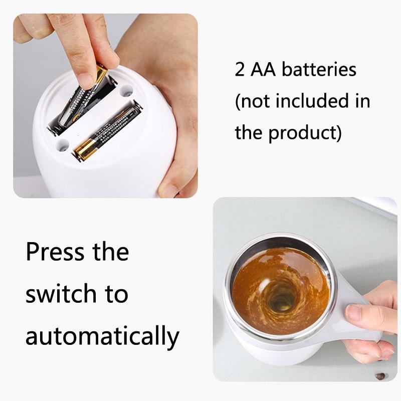 Automatic Magnetic Coffee Mixing Cup Stainless Steel Self Stirring Mug Battery Powered 3