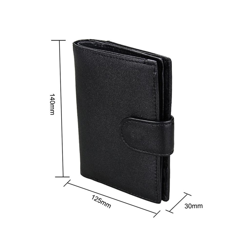 RFID Blocking Leather Wallet Passport Holder for Men with Large Capacity Card Slots