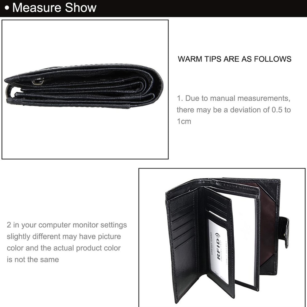 RFID Blocking Leather Wallet Passport Holder for Men with Large Capacity Card Slots