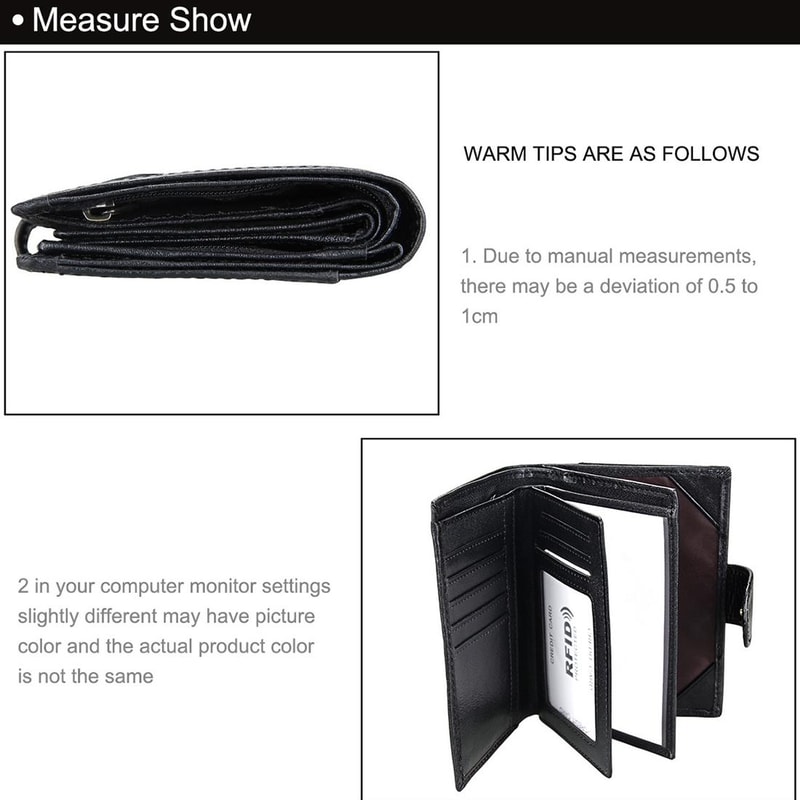 RFID Blocking Leather Wallet Passport Holder for Men with Large Capacity Card Slots