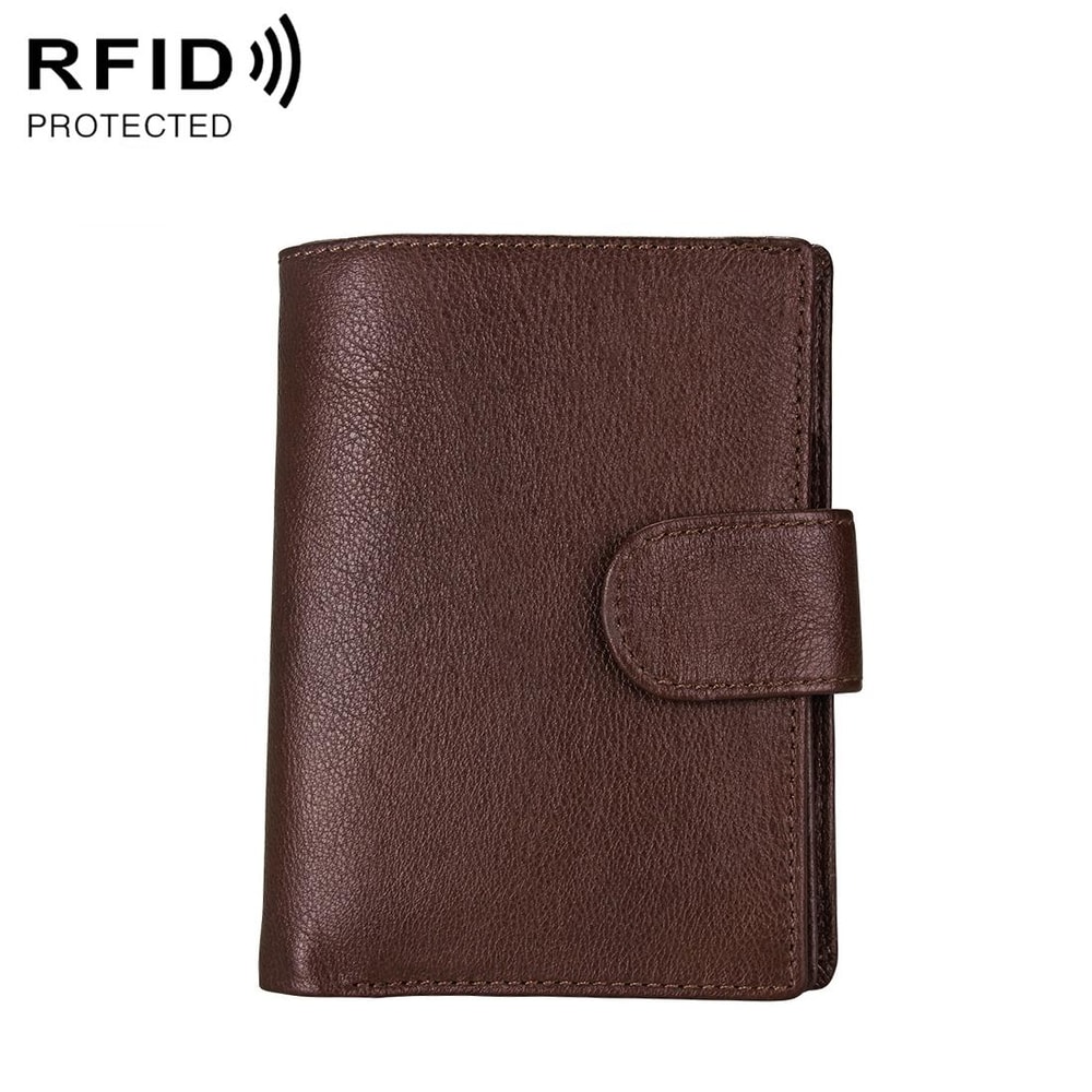 RFID Blocking Leather Wallet Passport Holder for Men with Large Capacity Card Slots