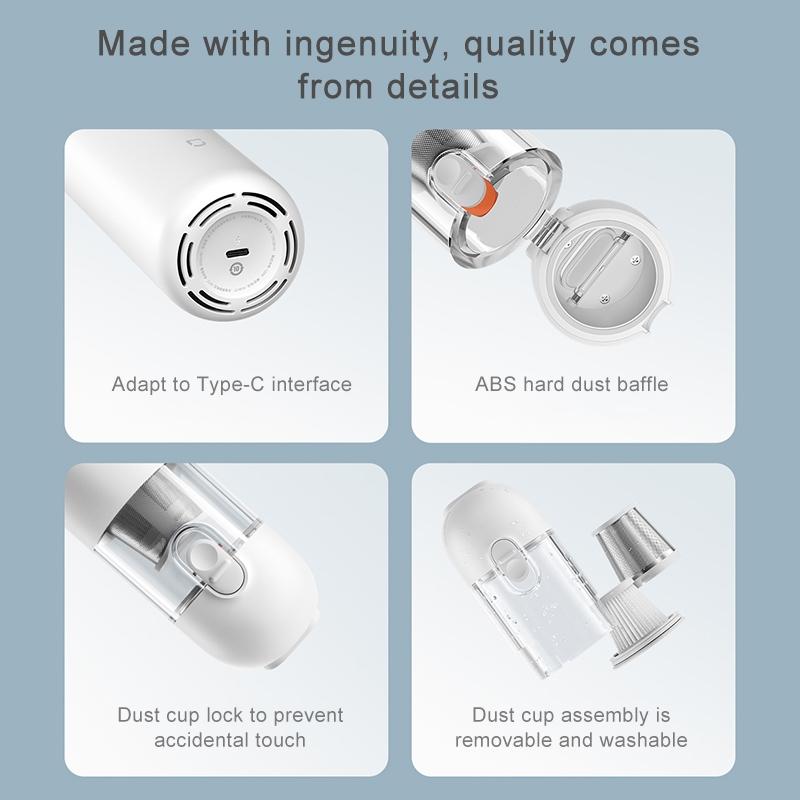 Xiaomi Mijia Portable Handheld Car Vacuum Cleaner Cordless HEPA Type-C Rechargeable Dust Cleaner
