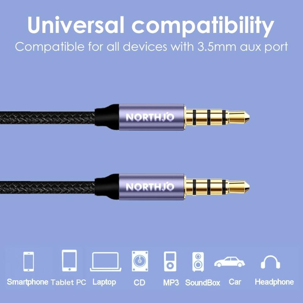 Universal 4 Pole 35mm Aux Cable Male To Male Stereo Audio Extension For Headphones Car 1