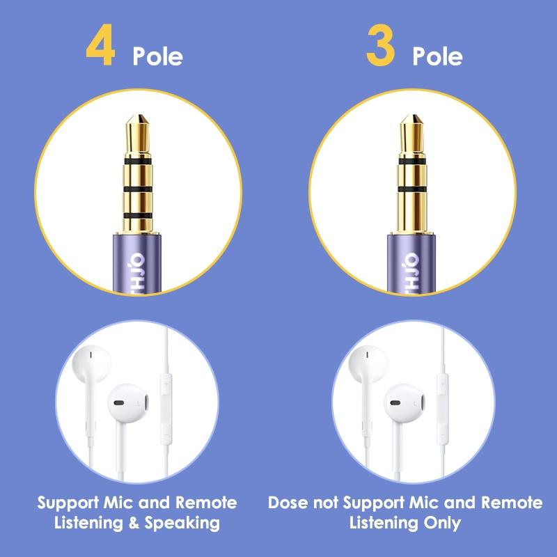 Universal 4 Pole 35mm Aux Cable Male To Male Stereo Audio Extension For Headphones Car 2