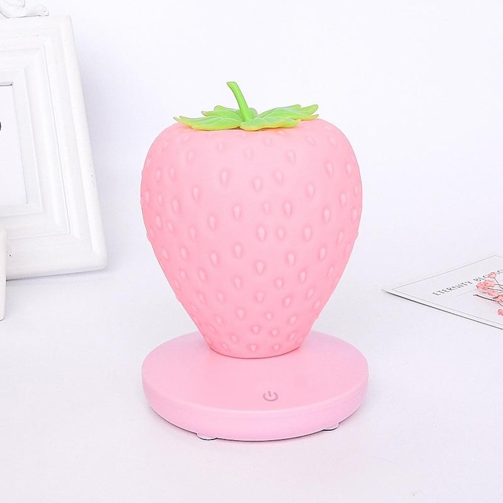 Strawberry Night Light USB Rechargeable LED Silicone Bedside Lamp 1