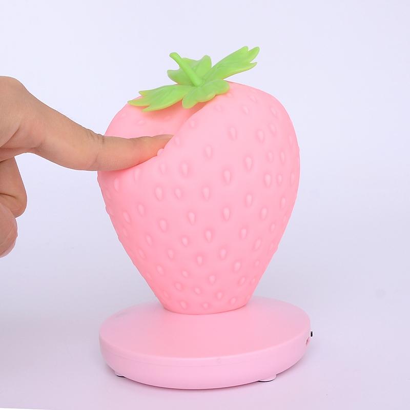Strawberry Night Light USB Rechargeable LED Silicone Bedside Lamp 2