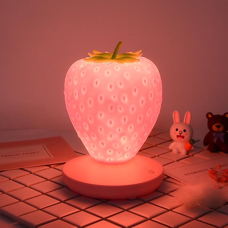 Strawberry Night Light USB Rechargeable LED Silicone Bedside Lamp 5