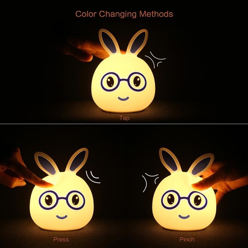 3D LED Rabbit Night Light Touch Control USB Rechargeable Lamp For Kids Bedroom Decor 12
