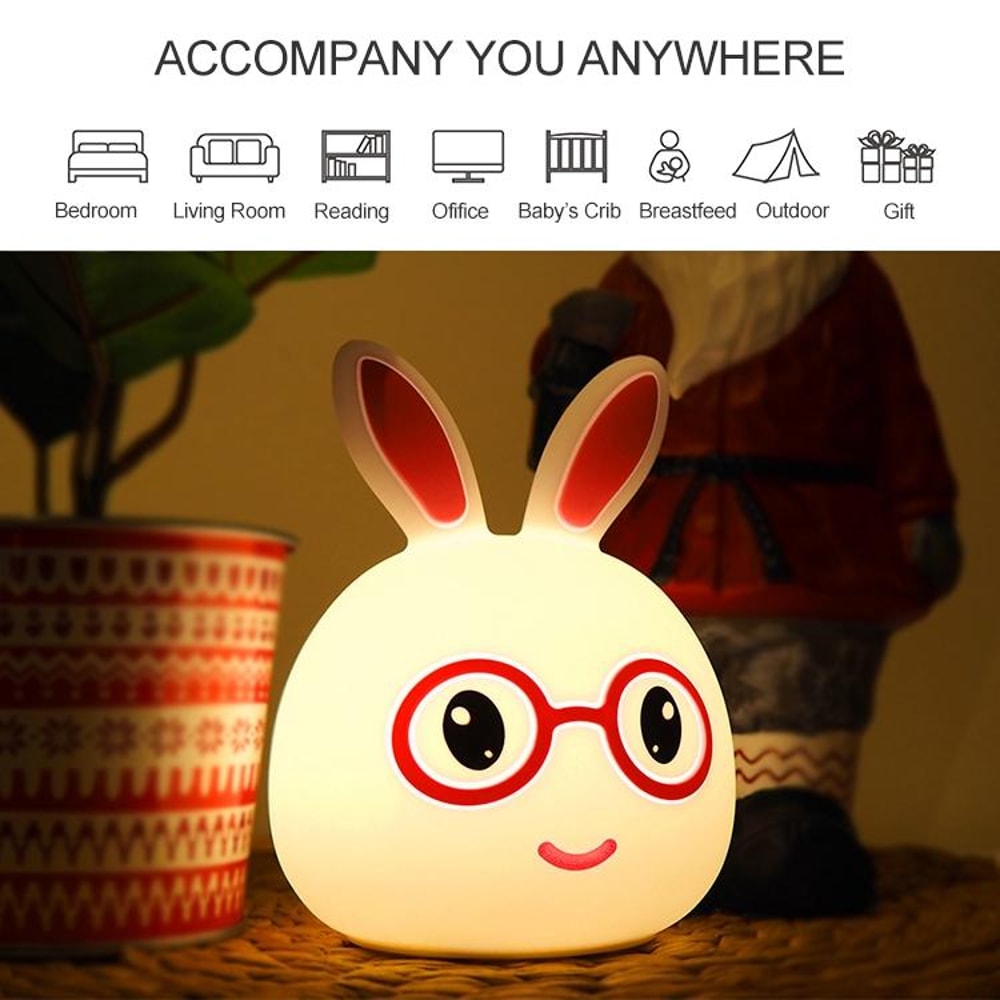 3D LED Rabbit Night Light Touch Control USB Rechargeable Lamp For Kids Bedroom Decor 13