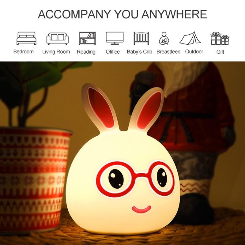 3D LED Rabbit Night Light Touch Control USB Rechargeable Lamp For Kids Bedroom Decor 13