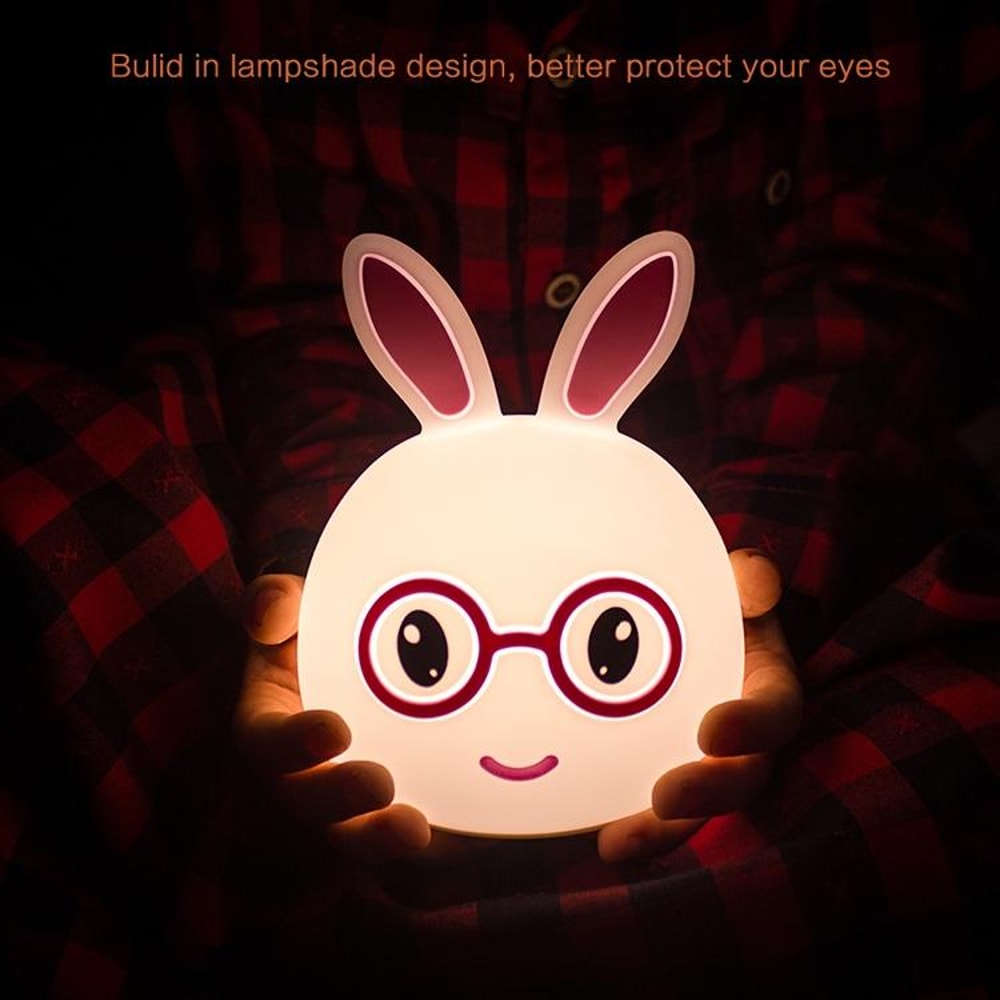 3D LED Rabbit Night Light Touch Control USB Rechargeable Lamp For Kids Bedroom Decor 4