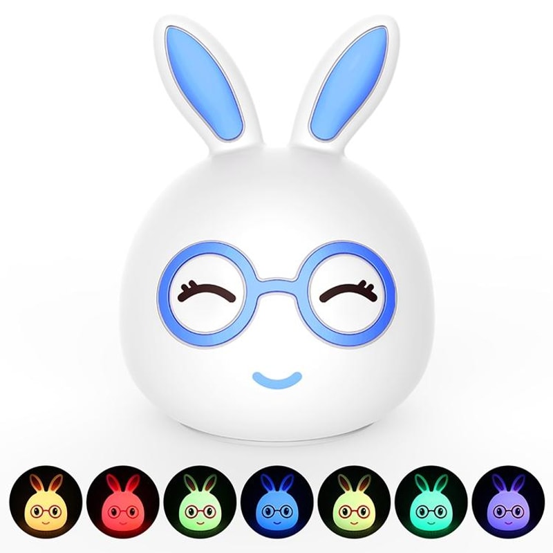 3D LED Rabbit Night Light Touch Control USB Rechargeable Lamp for Kids & Bedroom Decor