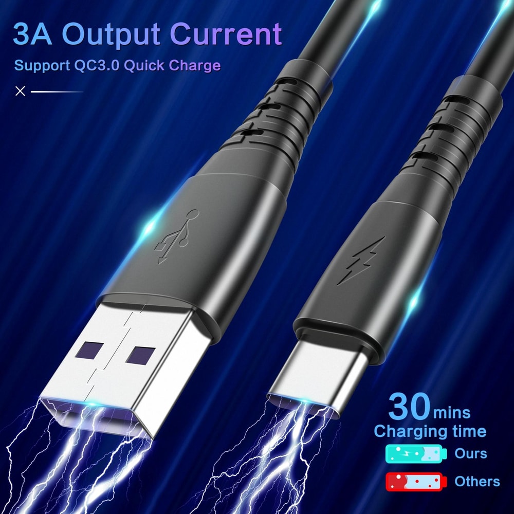 3A Fast Charging USB C Spring Cable Compact Retractable Type C Data Cable 4
