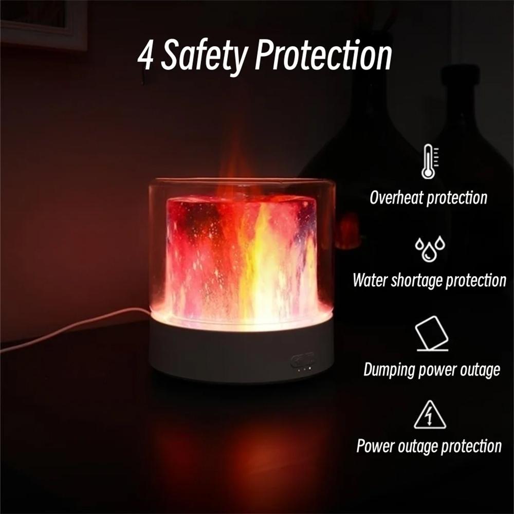 Flame Effect Aromatherapy Humidifier LED Essential Oil Diffuser For Home Desk 9