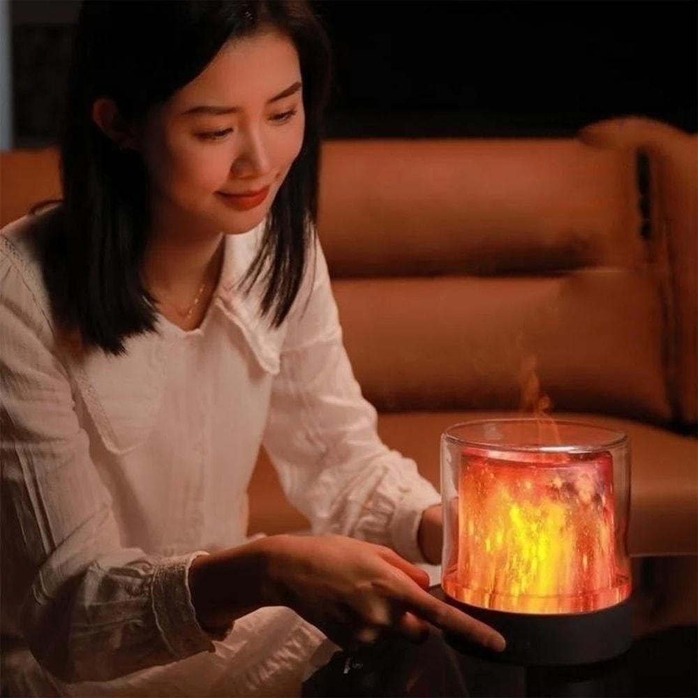 Flame Effect Aromatherapy Humidifier LED Essential Oil Diffuser For Home Desk 2