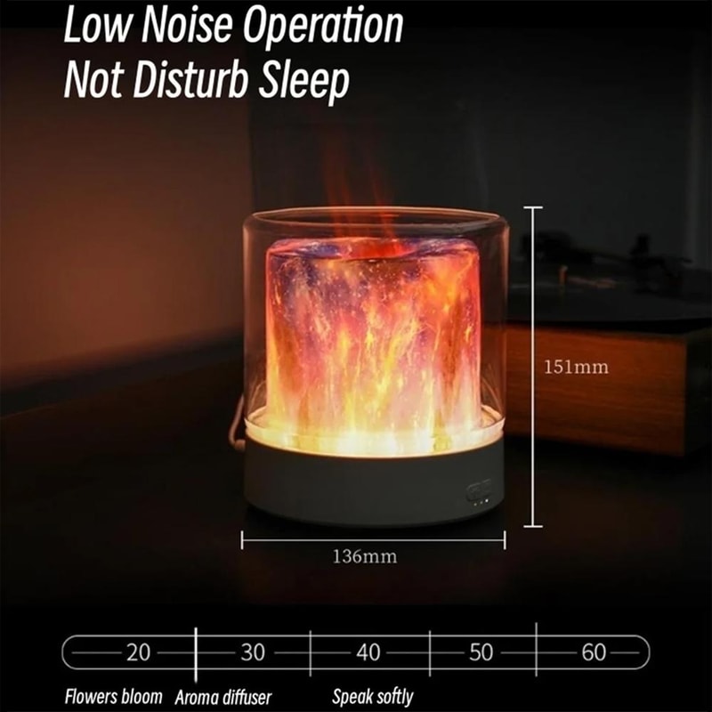 Flame Effect Aromatherapy Humidifier LED Essential Oil Diffuser For Home Desk 3