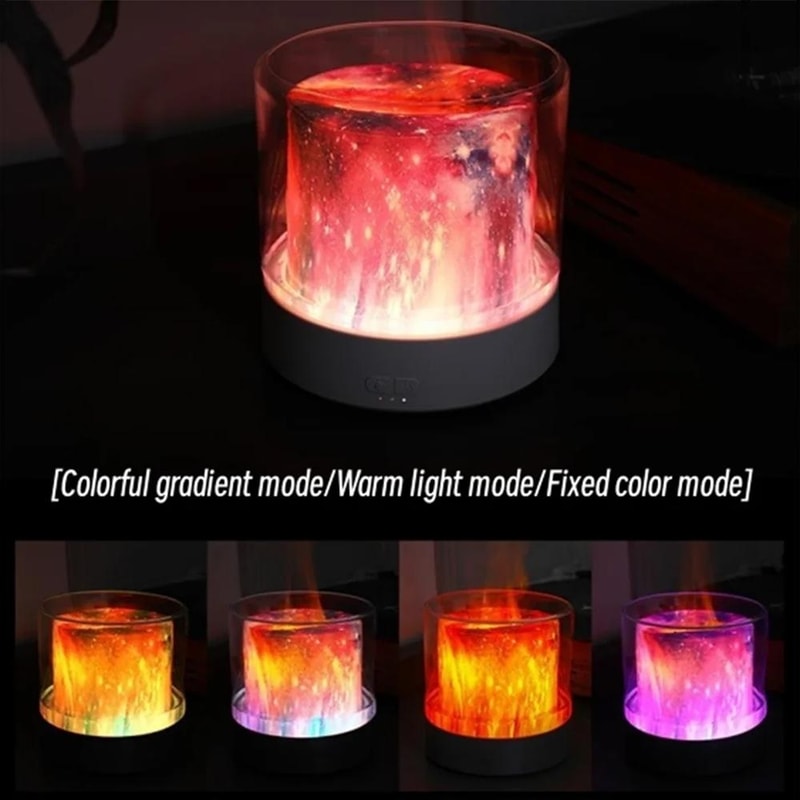 Flame Effect Aromatherapy Humidifier LED Essential Oil Diffuser For Home Desk 4